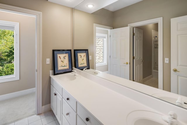 bathroom featuring vanity and tile patterned flooring