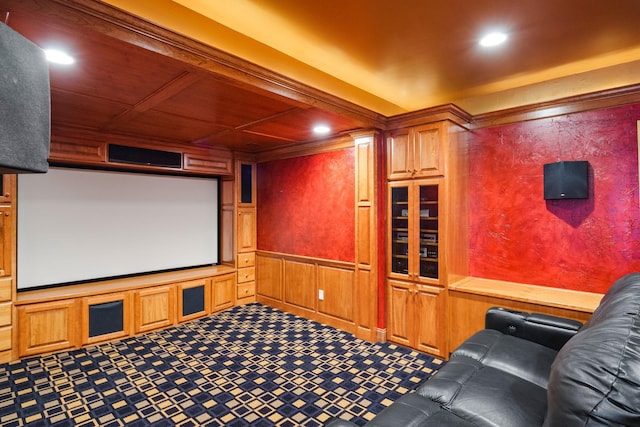 view of carpeted cinema room