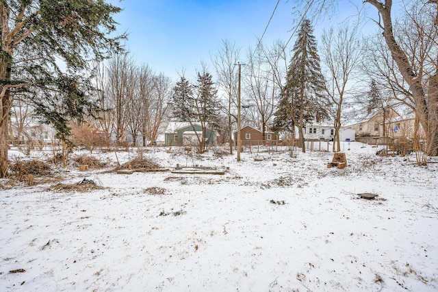 view of yard covered in snow