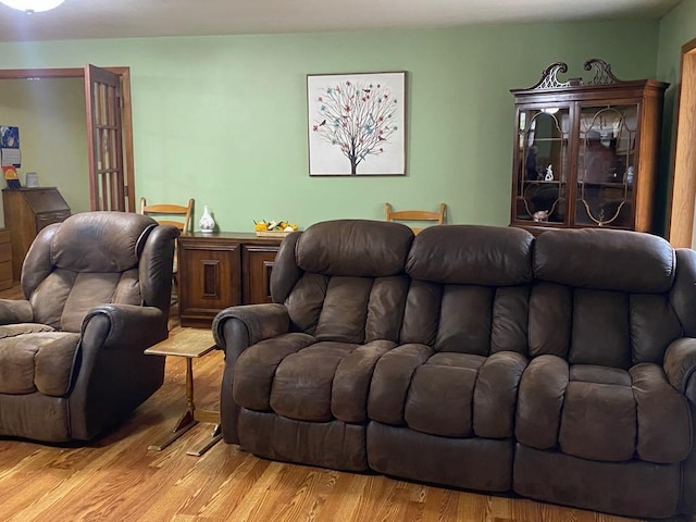 living room with light hardwood / wood-style flooring