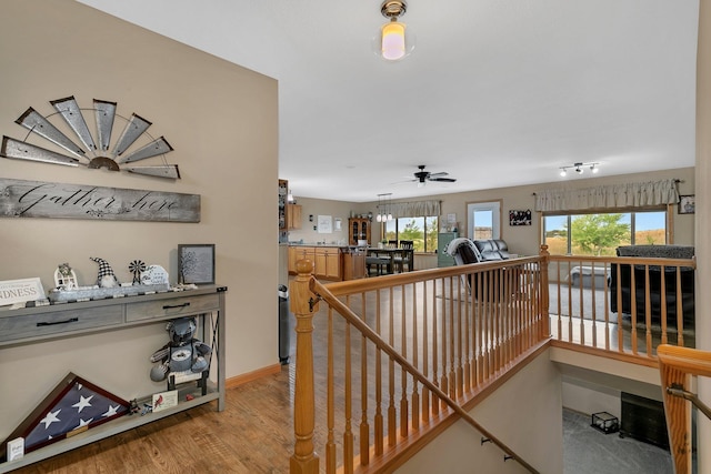 hall with light hardwood / wood-style flooring