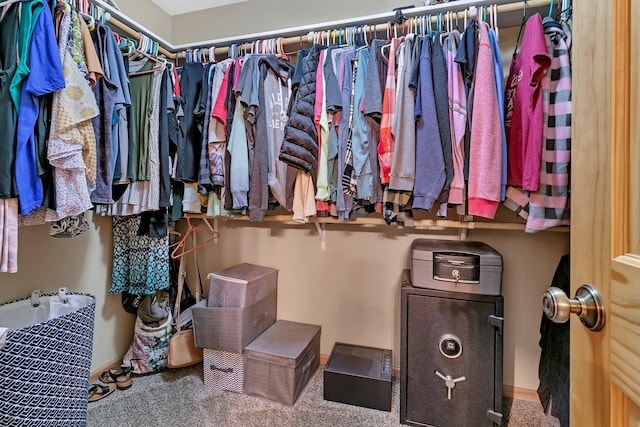 spacious closet featuring carpet floors