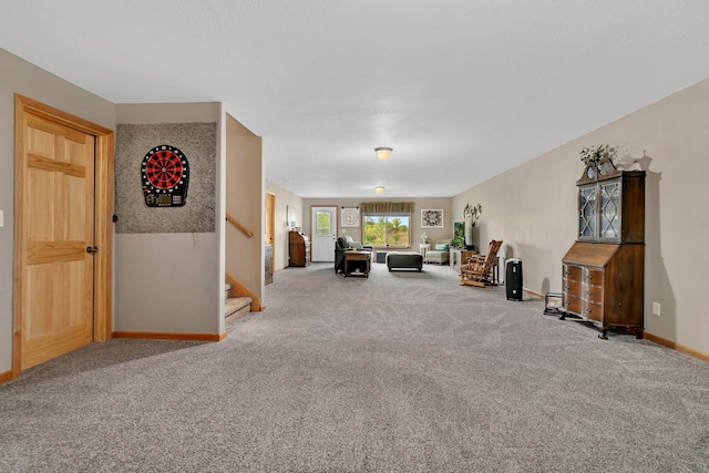 living room with carpet flooring