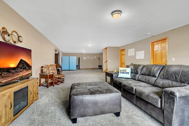 living room featuring carpet