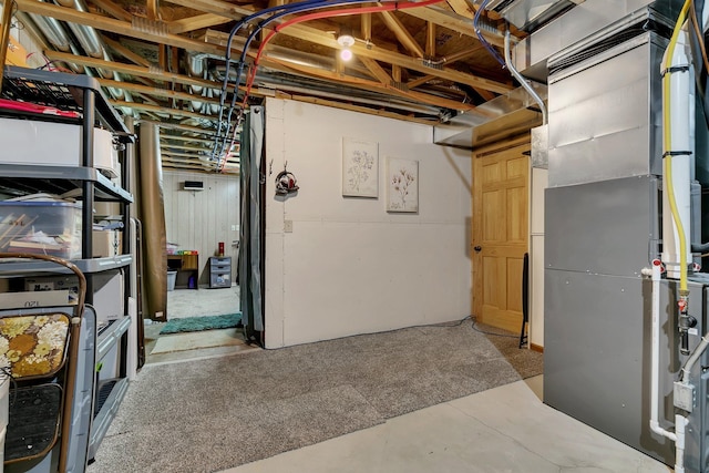 basement with heating unit