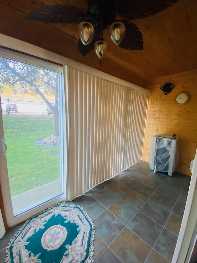 sunroom with wooden ceiling