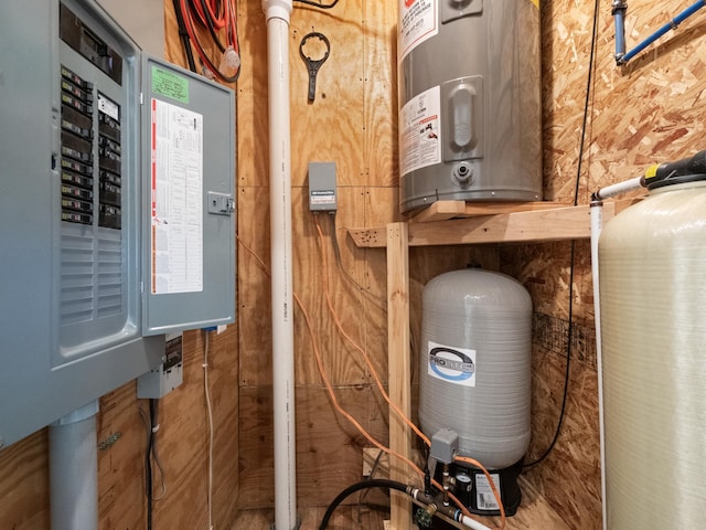 utilities with electric panel and water heater