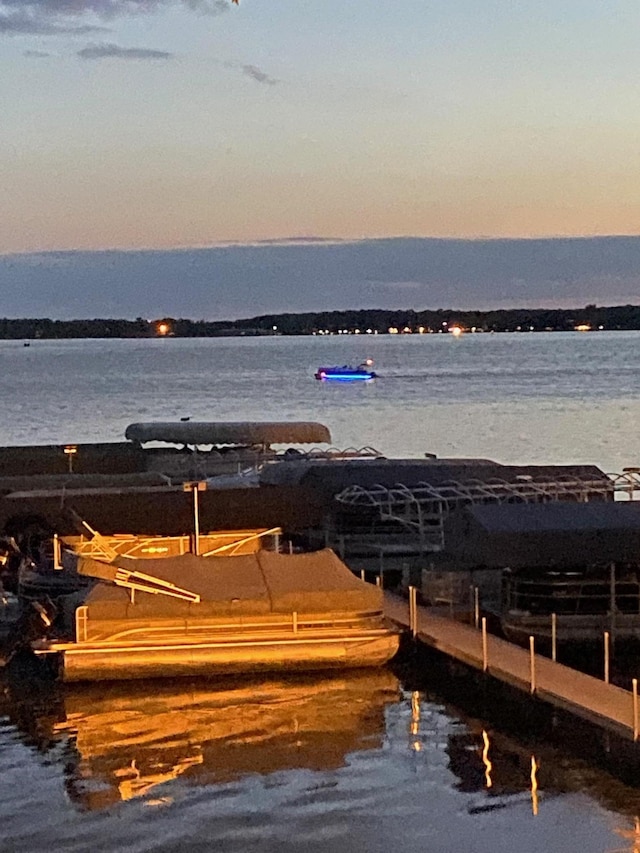 property view of water with a boat dock