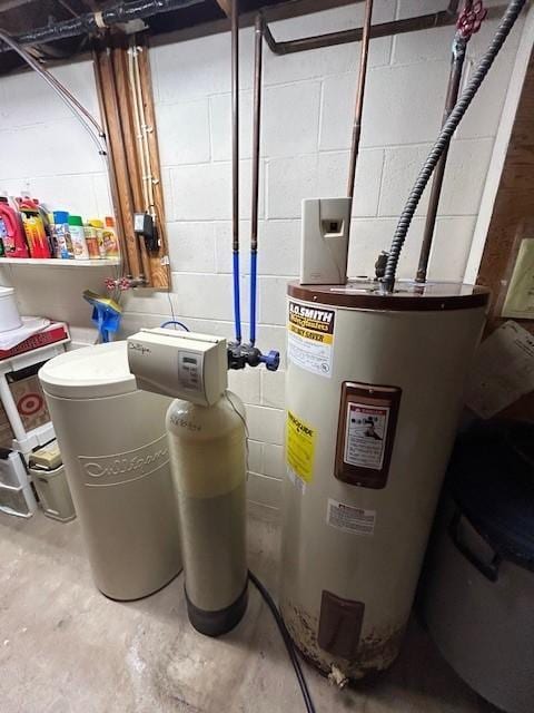 utility room featuring water heater