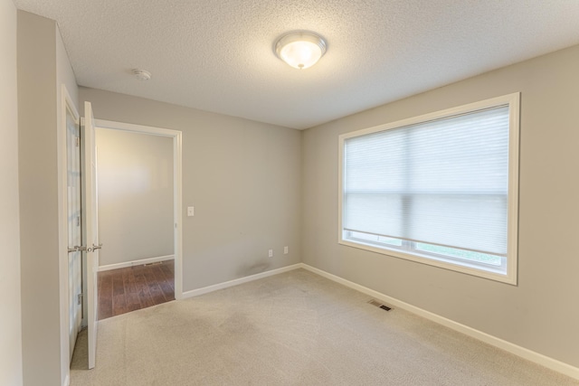 carpeted empty room featuring a textured ceiling and a wealth of natural light