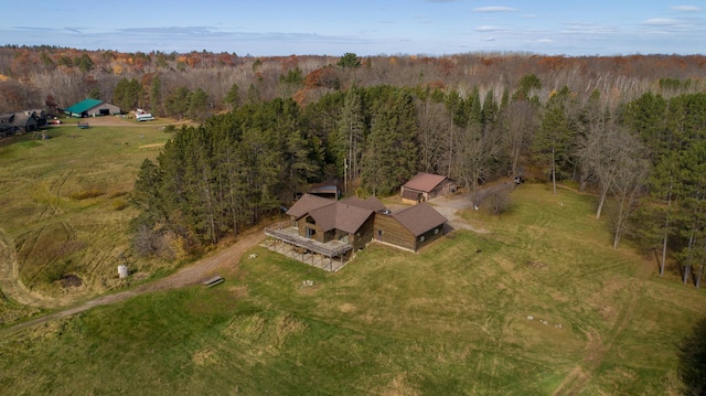 bird's eye view with a view of trees
