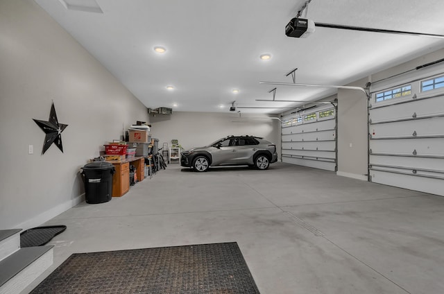 garage with a garage door opener