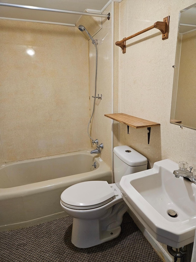 213 Iowa Ave, Halma, MN 56729 - bathroom with toilet, shower / bathing tub combination, a sink, and a textured wall