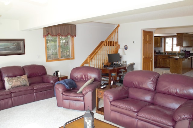 living room with hardwood / wood-style floors