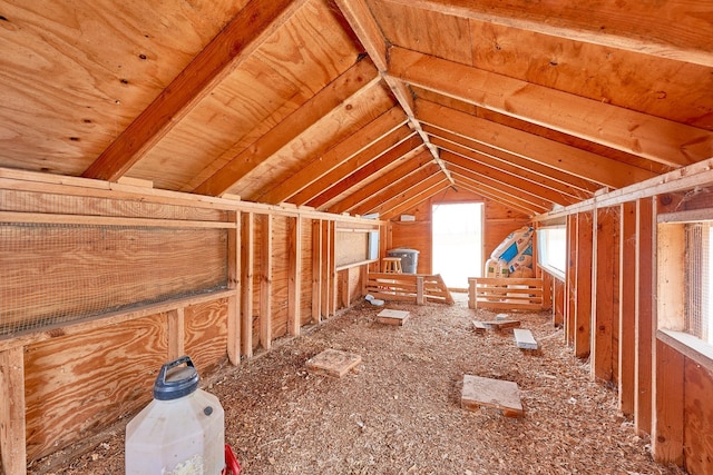 view of unfinished attic