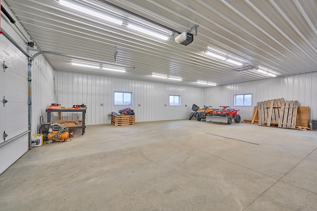 garage with a garage door opener