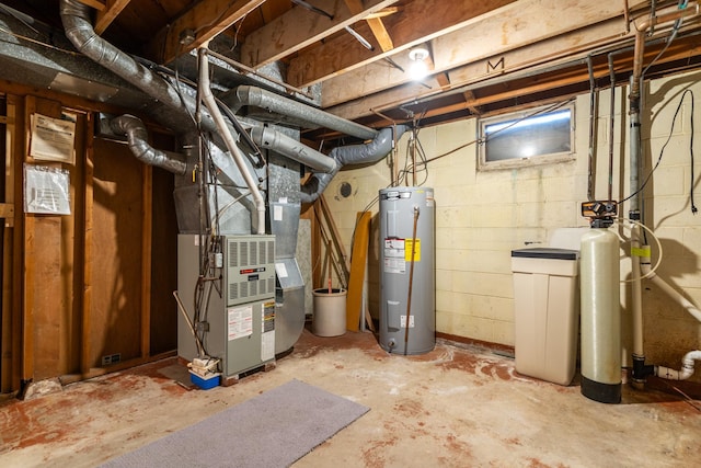 utilities featuring heating unit and electric water heater