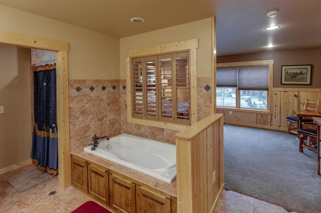 bathroom with a washtub