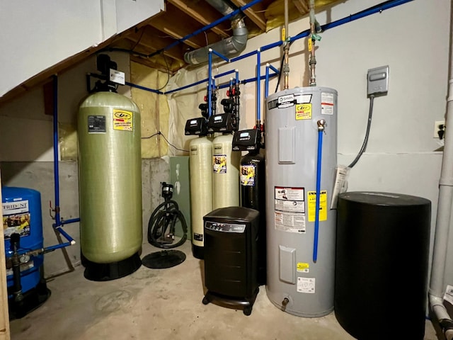 utility room with water heater