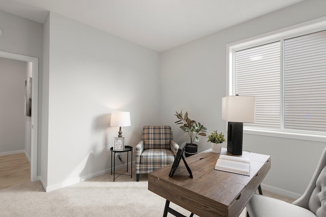 office area with light carpet