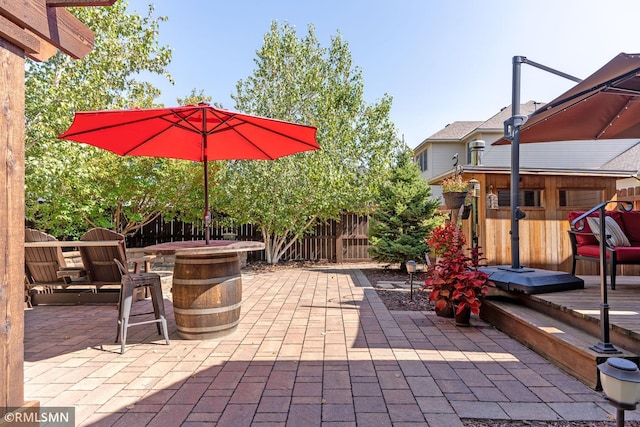 view of patio / terrace with a wooden deck