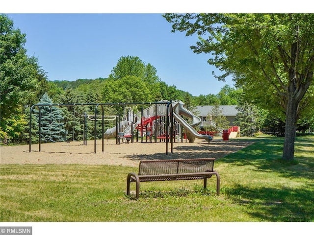 view of play area with a lawn