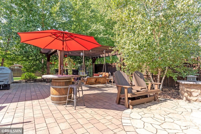 view of patio / terrace with a grill