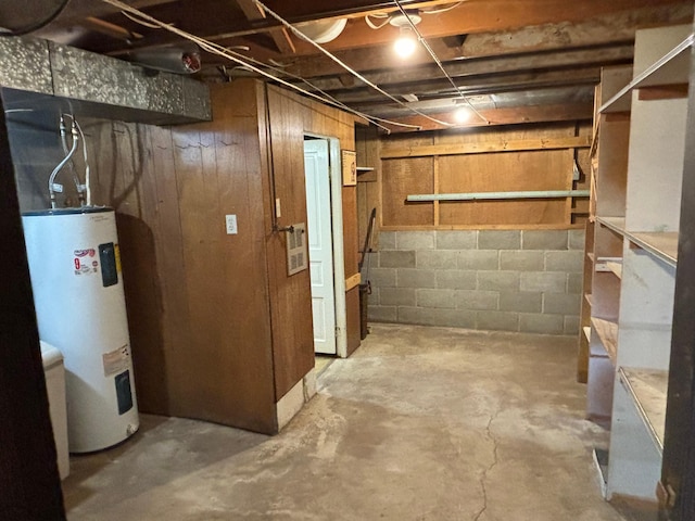 basement with water heater