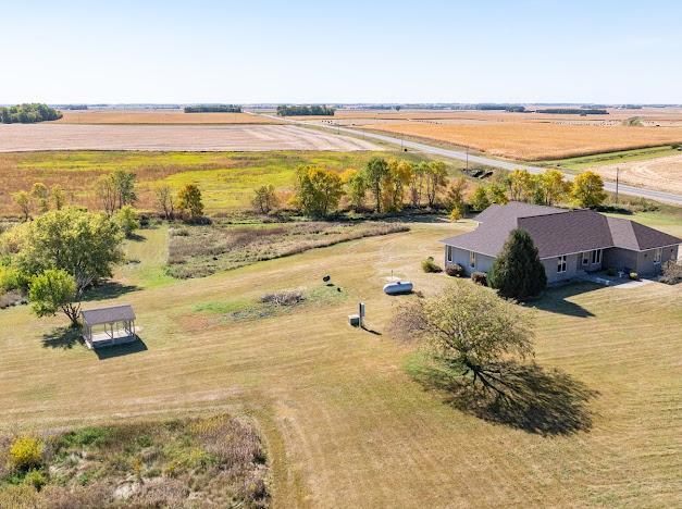 aerial view featuring a rural view