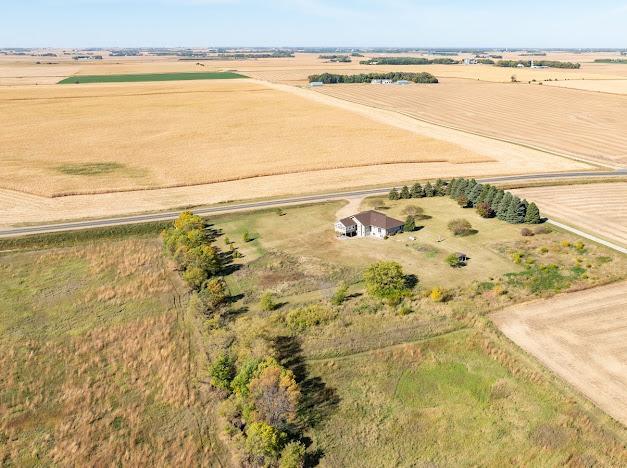 drone / aerial view with a rural view