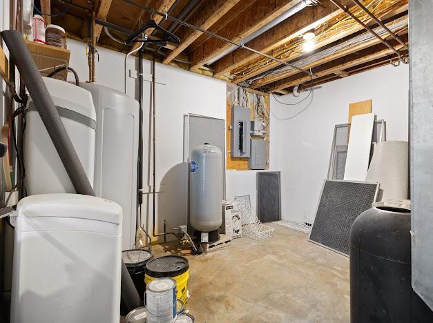 basement with electric panel