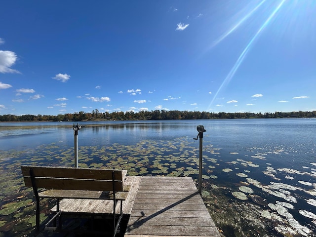 view of dock featuring a water view