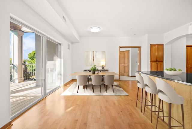 dining area featuring light hardwood / wood-style floors