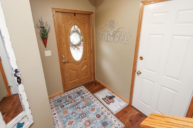 entrance foyer with dark hardwood / wood-style flooring