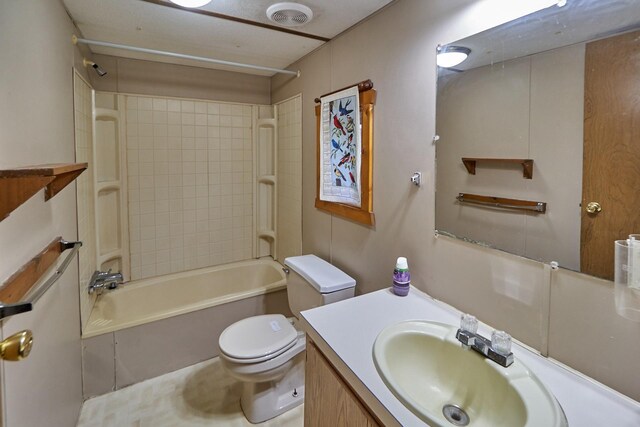 36152 Gale Ln, Crosslake, MN 56442 - full bathroom with vanity, visible vents, toilet, and shower / washtub combination