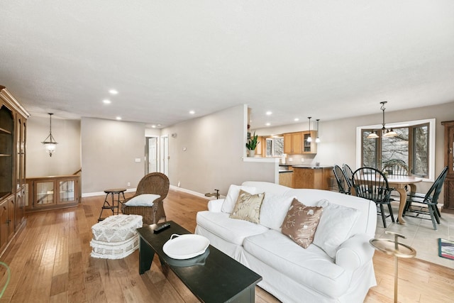 living room with light wood-type flooring