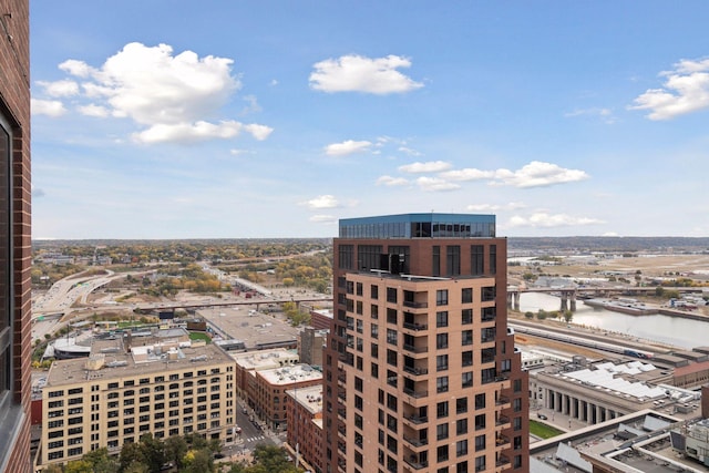 property's view of city featuring a water view