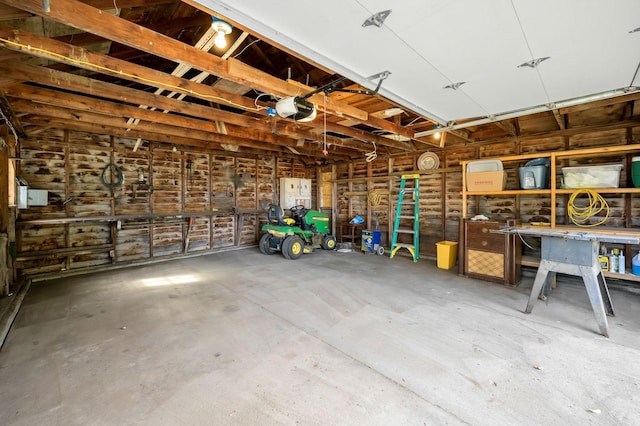 garage with a garage door opener