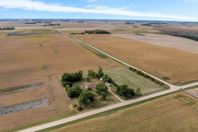 birds eye view of property featuring a rural view