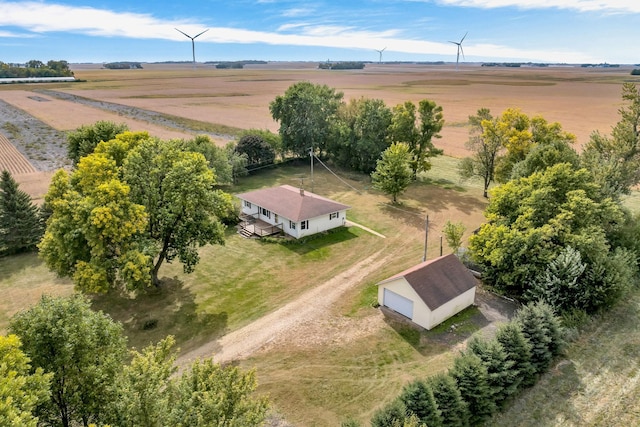 birds eye view of property with a rural view