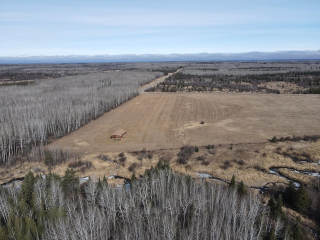 birds eye view of property featuring a rural view