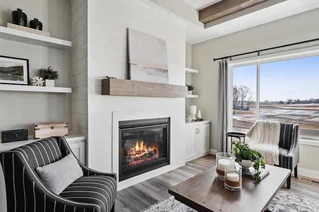 living room with wood-type flooring