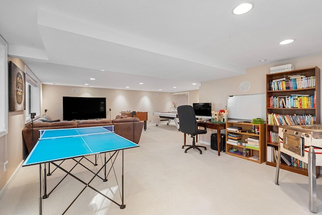 301 22nd St NW, Austin, MN 55912 - recreation room featuring carpet, recessed lighting, and baseboards