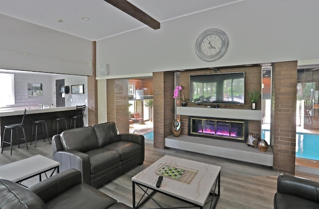 2800 Hamline Ave N Unit 112, Roseville, MN 55113 - living room featuring wood finished floors and a glass covered fireplace