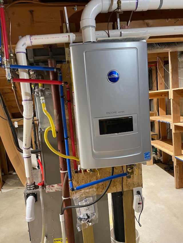 utility room with water heater