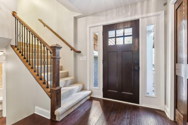 foyer featuring dark hardwood / wood-style floors