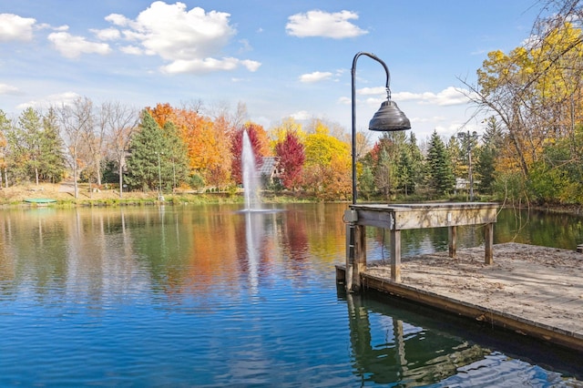 view of dock featuring a water view