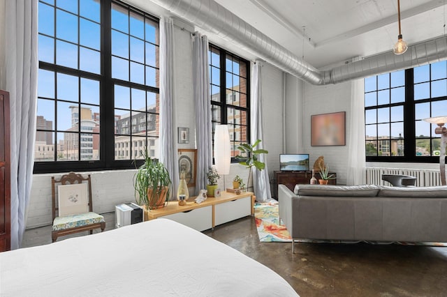 bedroom with a towering ceiling