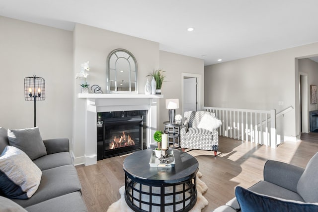 living room featuring light wood-type flooring