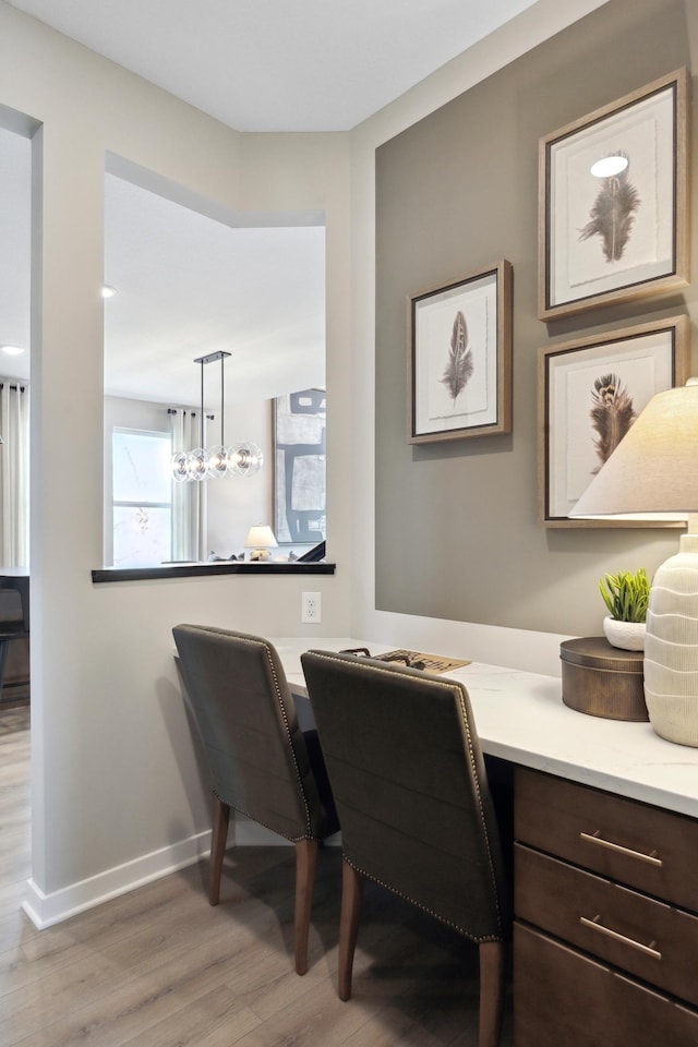 office space featuring light hardwood / wood-style flooring